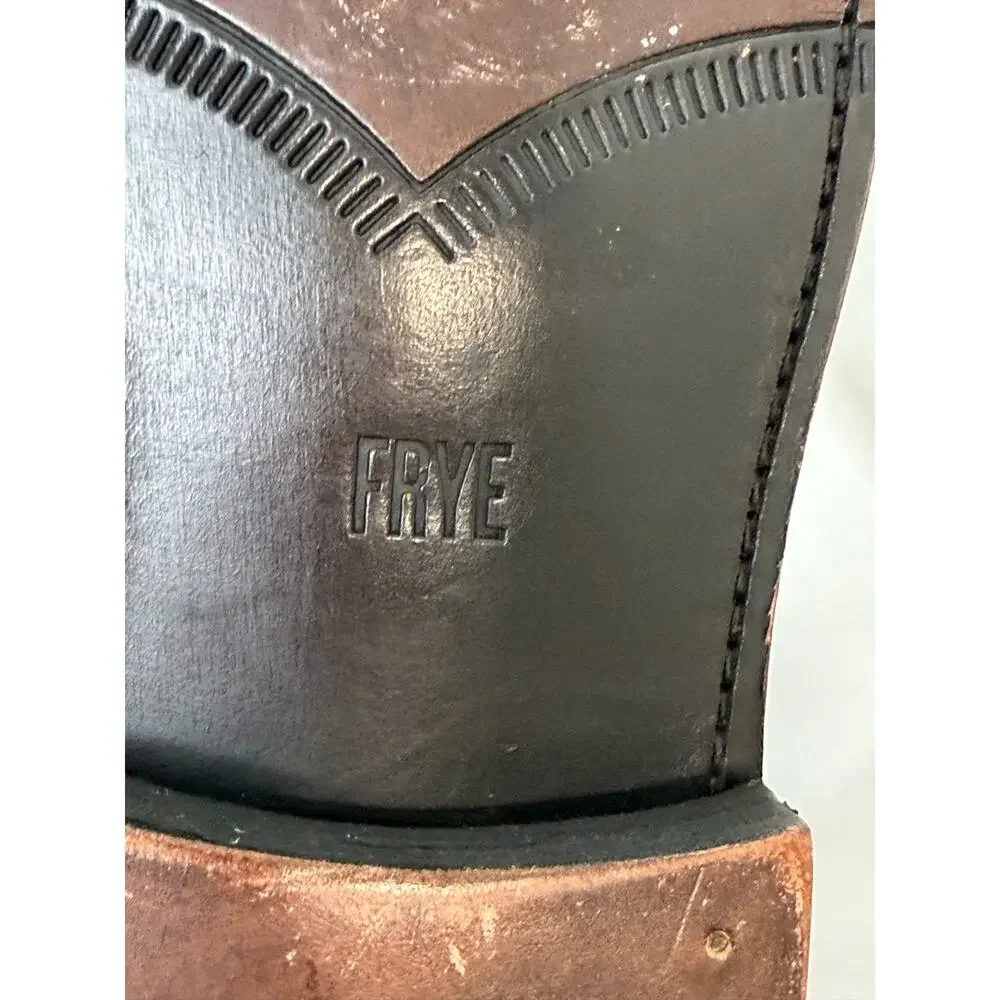Vintage 90's Frye Black Leather Dress Lace Up Boot Mens 8 Made In Mexcio #0118C